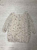 Cut and sewn, polka dots, beige, three-quarter sleeves, size L