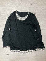 Layered cut and sewn, black, check, size L