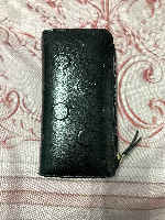 Long wallet, black, polka dots