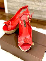 Louis Vuitton LOUIS VUITTON Sandals
Vuitton leather espadrille wedge sandal, red